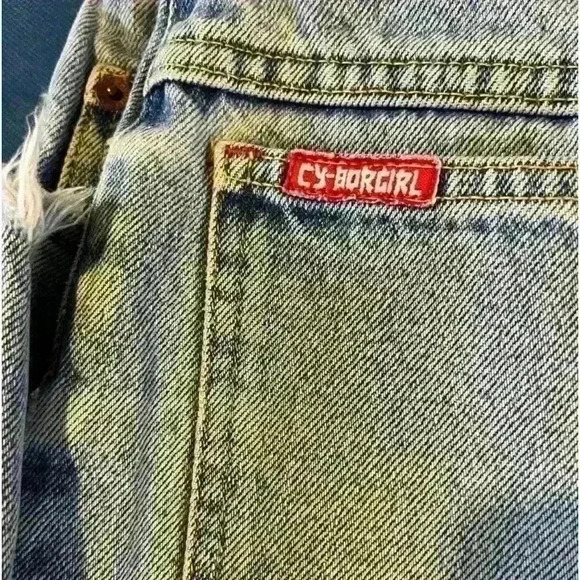 CY•BORG Cy-Borgirl Jeans size 5 y2k Blue 90's Cyborg skater flare - Picture 4 of 5